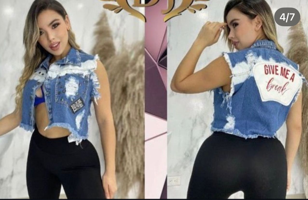 Chaleco de Mezclilla Destruido Crop