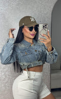 Chaqueta de Mezclilla Crop con Cinturón