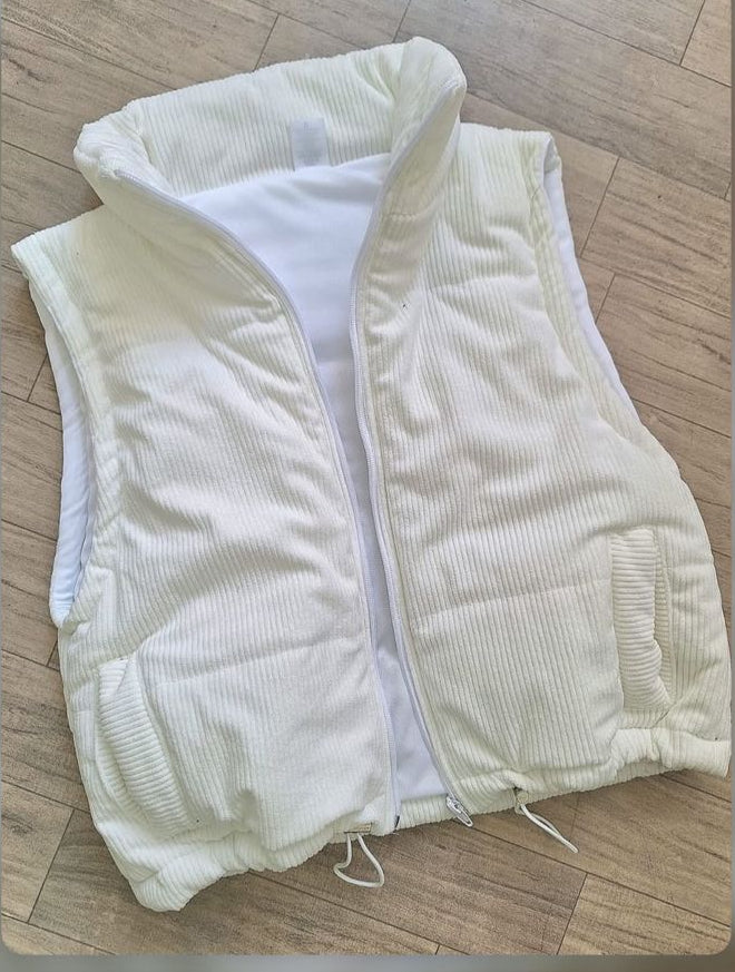 Chaleco Acolchado Pana Beige