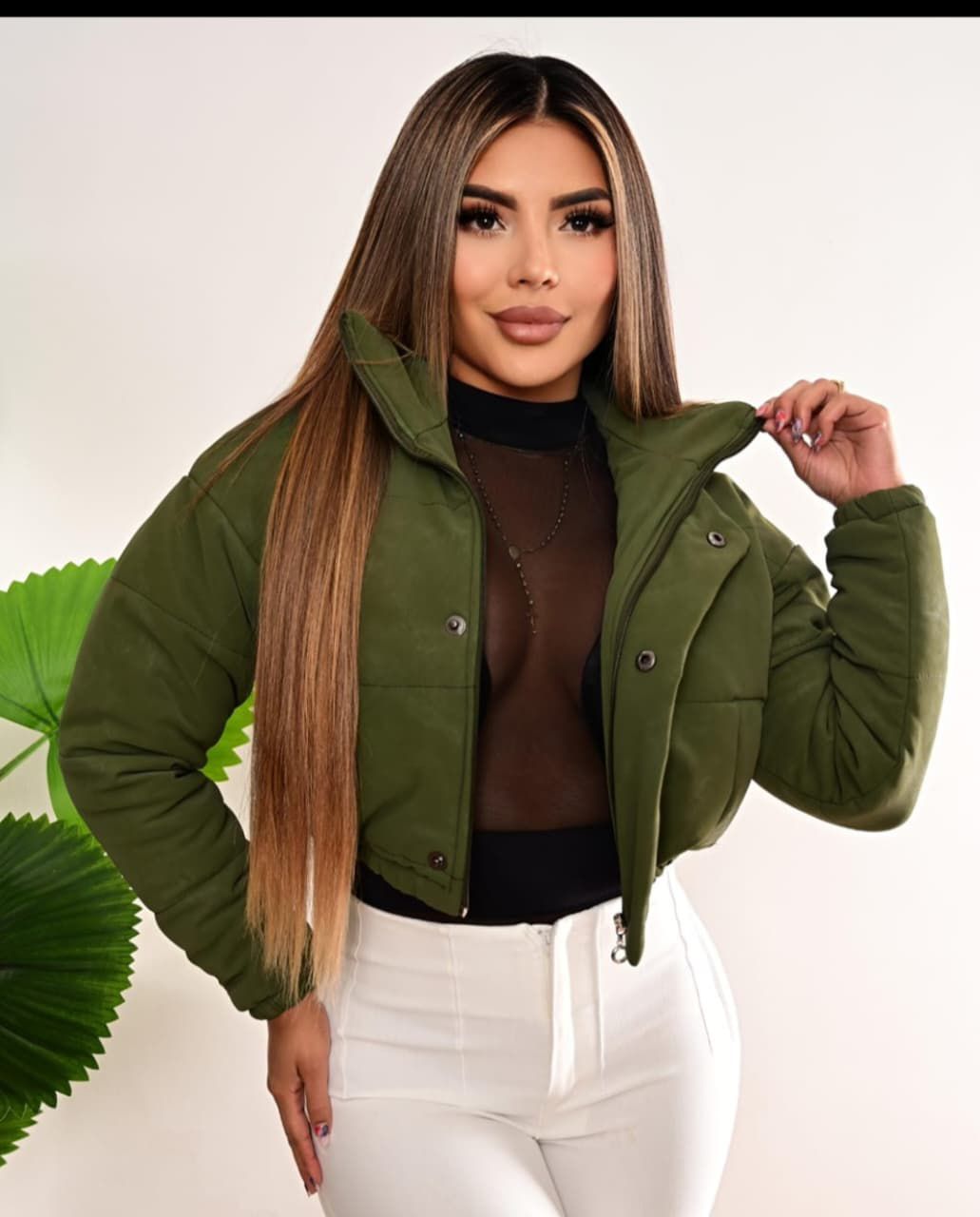 Chaqueta Acolchada Verde Militar
