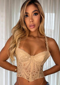Top Corset Beige Encaje Geométrico