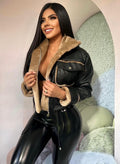 Chaqueta Cuero Negro con Chiporro