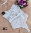 Body Blanco Tul Lunares con Cadena