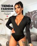 Body Negro Escote V con Hombreras