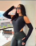 Body Negro Cold Shoulder con Mangas Largas