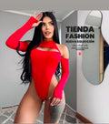Body Rojo Off Shoulder con Cuello Alto