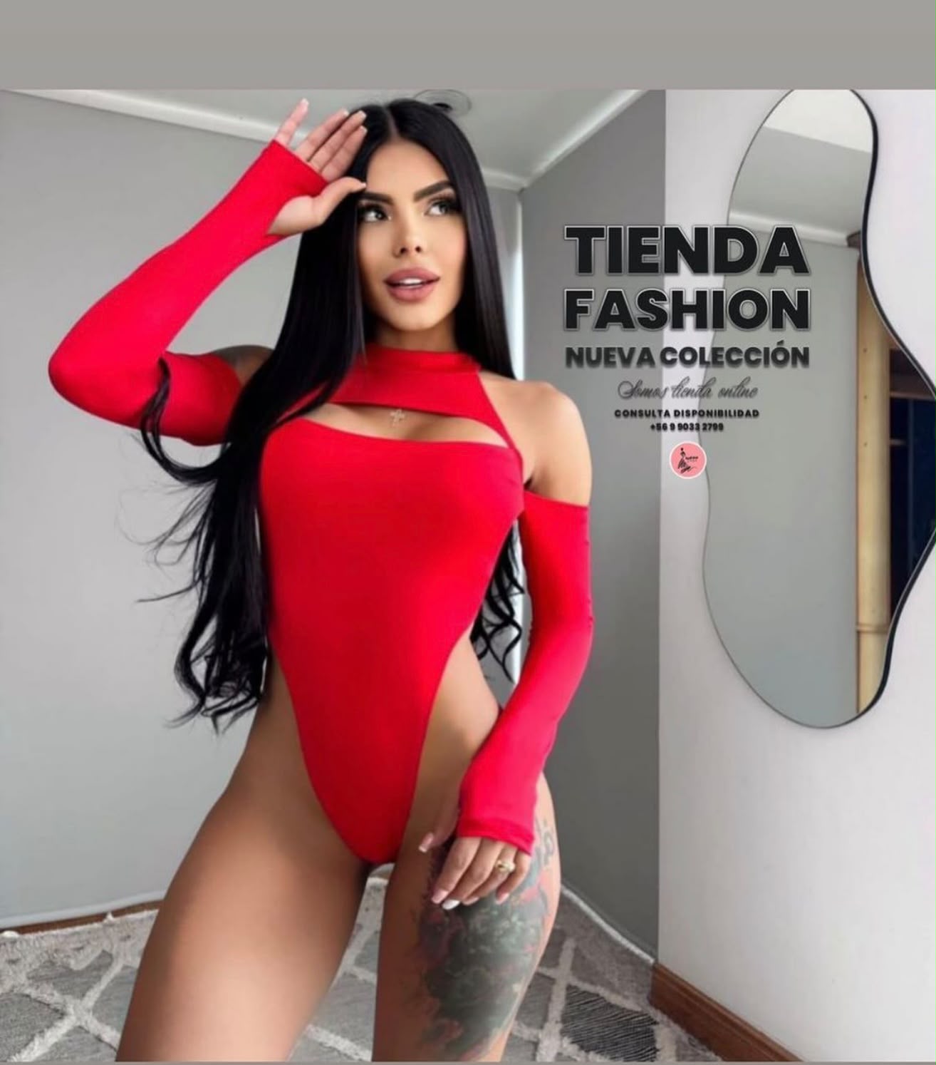 Body Rojo Off Shoulder con Cuello Alto