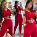 Enterizo Rojo con Cinturón Cut Out
