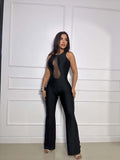 Enterizo Negro Cuello Alto con Mesh