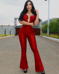 Enterizo Rojo Strapless Acampanado